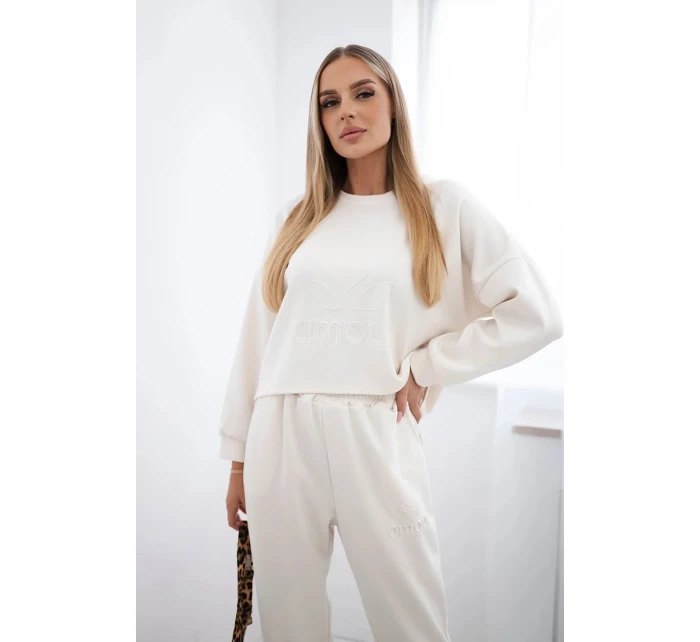 Viskózový set Amour tepláky + nohavice svetlá béžová Viskózový set Amour tepláky + nohavice svetlá béžová