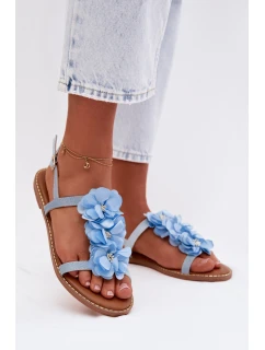Dámské Sandály Ploché Modré Květiny model 21961065 - Boto