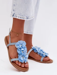 Dámské Sandály Ploché Modré Květiny model 21961065 - Boto