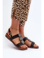 Dámske ploché sandále s ozdobami Sergio Leone Black