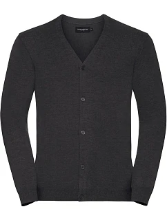 Pánský pletený cardigan s výstřihem do V 11. charcoal marl model 22476190 - Russell Athletic
