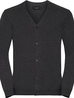 Pánský pletený cardigan s výstřihem do V 11. charcoal marl model 22476190 - Russell Athletic