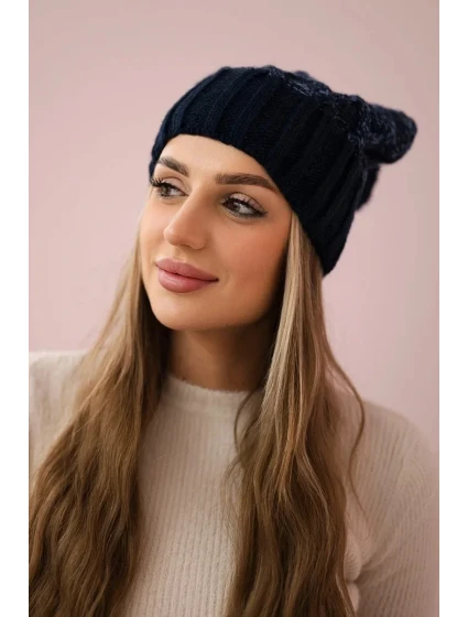 Milano fleecová čiapka K203 navy blue melange+green Milano fleecová čiapka K203 navy blue melange+green