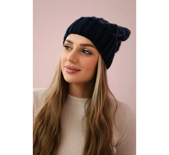 Milano fleecová čiapka K203 navy blue melange+green Milano fleecová čiapka K203 navy blue melange+green