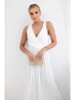 Plisovaný viskózový overal ecru