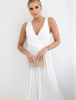 Plisovaná viskózová kombinéza ecru