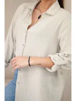 Bavlnená mušelínová oversize košeľa tmavo béžová