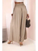 Dámske viskózové nohavice s elastickým pásom camel