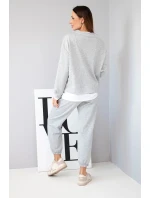 Dámský komplet s mikinou a tepláky šedý melír model 21808639 - K-Fashion Dámský komplet s mikinou a tepláky šedý melír model 21808639 - K-Fashion