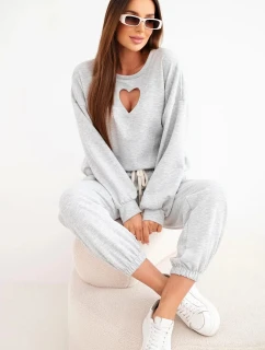 Dámska maslová súprava s výrezom v tvare srdca sivá