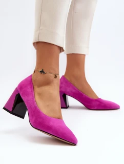 Zamszowe Czółenka Na Słupku Fuksja Alessyndra