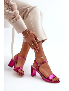 Metaliczne Sandały Na Słupku Fuksja Glindra