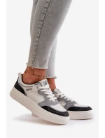 Damskie Niskie Sneakersy Z Eko Skóry Big Star OO274028 Biało-Szare Damskie Niskie Sneakersy Z Eko Skóry Big Star OO274028 Biało-Szare