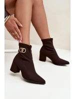 Botki Damskie Na Słupku Ze Złotym Detalem Zazoo 3128 Czekoladowe Botki Damskie Na Słupku Ze Złotym Detalem Zazoo 3128 Czekoladowe