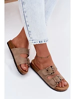 Dámské pantofle Khaki s přezkami model 22123023 - Lee Cooper