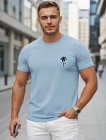 Pánske bavlnené tričko s potlačou, svetlo modré, FashionStreet NX5126R