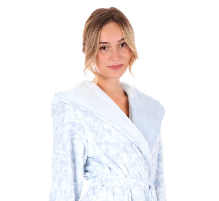 Dámsky župan Flora s kapucňou 3956 Patterned Ice Blue - Vestis Dámsky župan Flora s kapucňou 3956 Patterned Ice Blue - Vestis