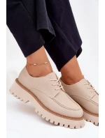 Półbuty Mokasyny Damskie Ze Sznurowaniem Big Star NN274053 Beżowe