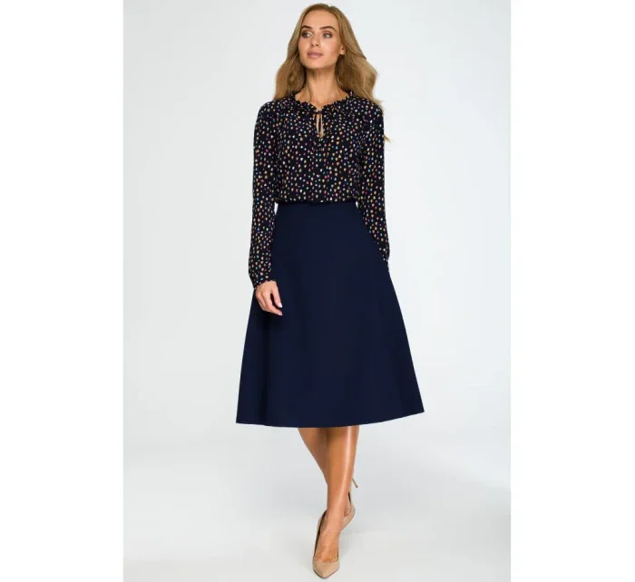 S133 Midi sukňa áčkového strihu - tmavo modrá