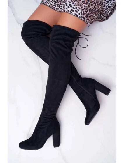 Dámske semišové čižmy na vysokom podpätku Black Xamarin Dámske semišové čižmy na vysokom podpätku Black Xamarin