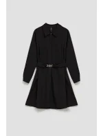 Dámské košilové šaty s páskem model 20567635 Černá - FPrice