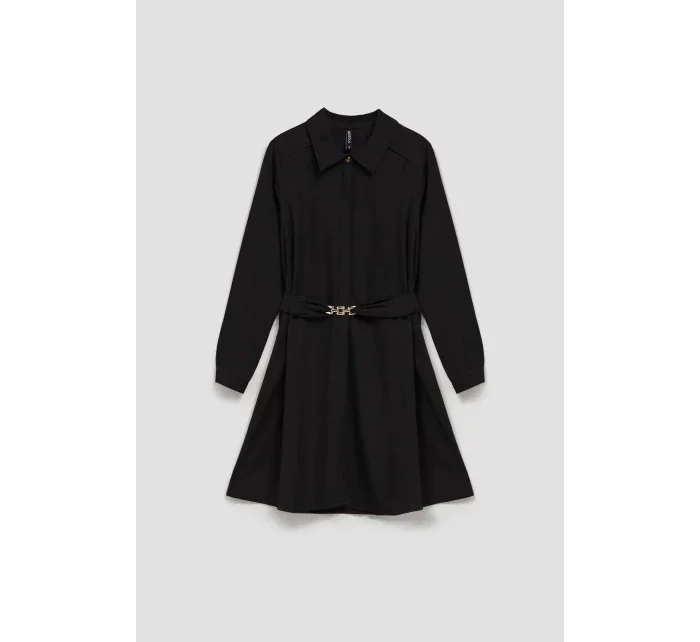 Dámské košilové šaty s páskem model 20567635 Černá - FPrice