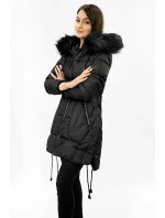 PIKOWANA DAMSKA KURTKA ZIMOWA Z KAPTUREM CZARNA model 21242048 - Libland