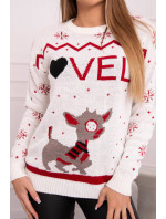 Vianočný sveter s nápismi vo farbe ecru
