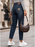Dámske džínsy Mom Fit s vysokým pásom, tmavomodré, FashionStreet UY3103