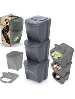 Odpadkové koše 25 l SORTIBOX SET 3 PACK OF GRAY STONE detské