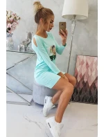 Šaty s potlačou Love v mätovej farbe Šaty s potlačou Love v mätovej farbe