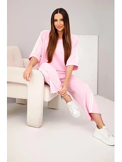 Dámska maslová viskózna mikina a nohavice s lampiónmi candy pink