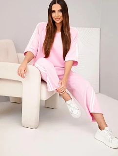 Dámský máslový viskózový komplet mikina a kalhoty s lampasy model 22159101 růžová - K-Fashion