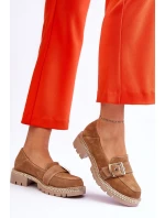 Modne Zamszowe Mokasyny Ciemnobeżowe Eloisa