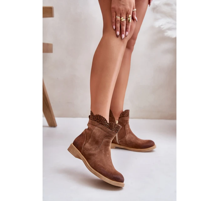 Niskie Botki Damskie Na Płaskim Obcasie Zamszowe Lewski 3624 Brązowe Niskie Botki Damskie Na Płaskim Obcasie Zamszowe Lewski 3624 Brązowe