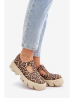 Zamszowe Półbuty Z Klamrą W Panterkę Zazoo 20183 Brązowe