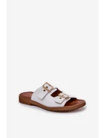 Kožené Ploché Sandály S Přezkami Bílé model 21686308 - Zazoo