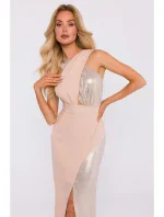 M835 Maxi šaty zo zmiešanej látky - béžové