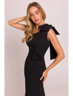 model 20970618 Šaty na jedno rameno s mašlí černé - Moe