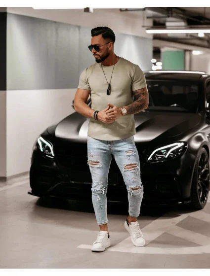 Pánské tričko model 18539883 khaki - Ola Voga Pánské tričko model 18539883 khaki - Ola Voga