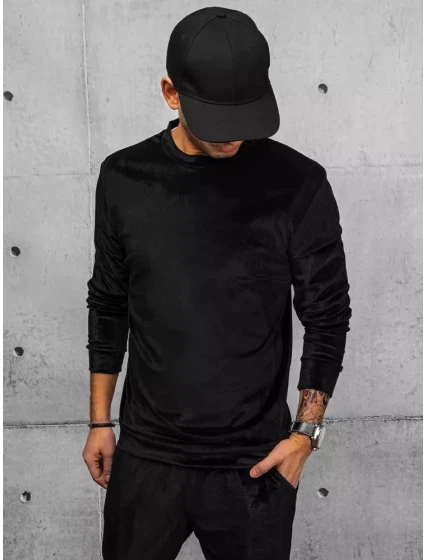 Pánska čierna velúrová mikina FashionStreet BX5534