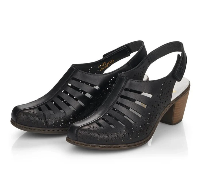 Dámske pohodlné kožené sandále na podpätku Rieker 40959-00