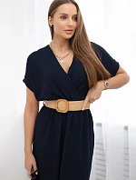 Dlhé šaty s ozdobným opaskom námornícka farba