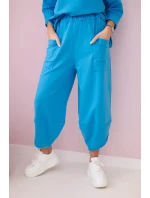 Bavlnená mikina nohavice set tyrkysová