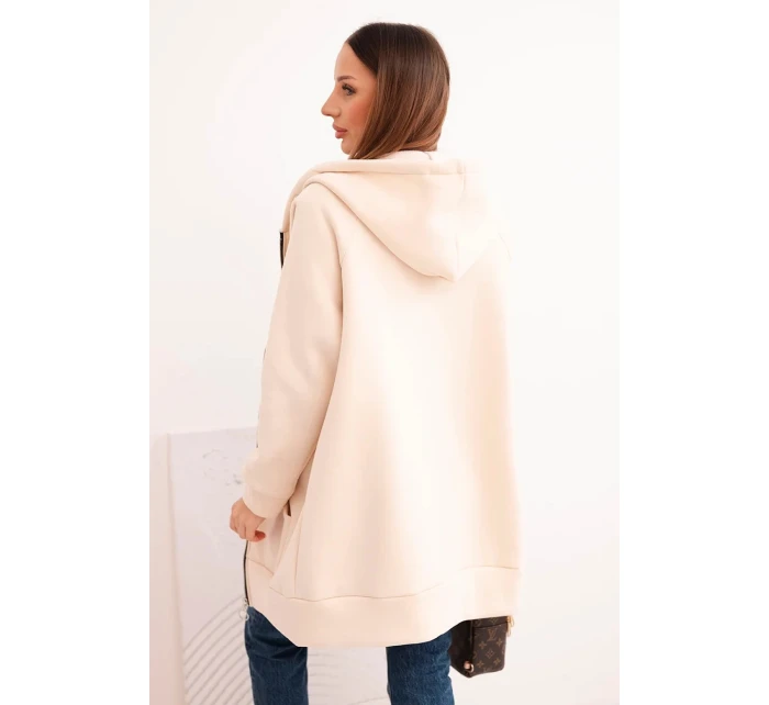 Dámska mikina s kapucňou a zipsom, béžová Dámska mikina s kapucňou a zipsom, béžová