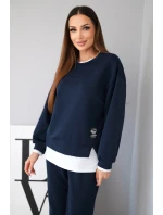 Dámský komplet s mikinou a tepláky modrý model 21808619 - K-Fashion Dámský komplet s mikinou a tepláky modrý model 21808619 - K-Fashion
