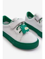 Dziecięce Sneakersy Trampki Z Przypinką Biało-Zielone Pennyn Dziecięce Sneakersy Trampki Z Przypinką Biało-Zielone Pennyn