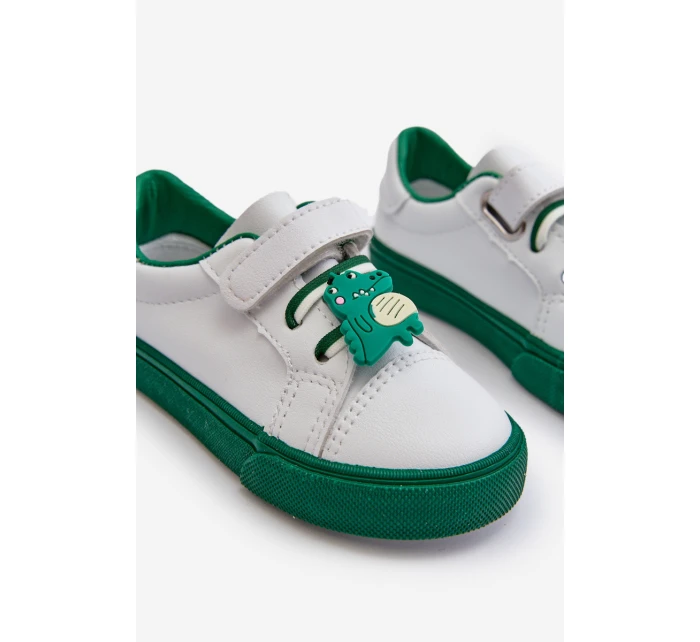 Dziecięce Sneakersy Trampki Z Przypinką Biało-Zielone Pennyn Dziecięce Sneakersy Trampki Z Przypinką Biało-Zielone Pennyn