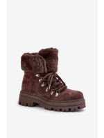 Sznurowane Trapery Damskie Z Futerkiem Ciemnobrązowe Vaminia Sznurowane Trapery Damskie Z Futerkiem Ciemnobrązowe Vaminia