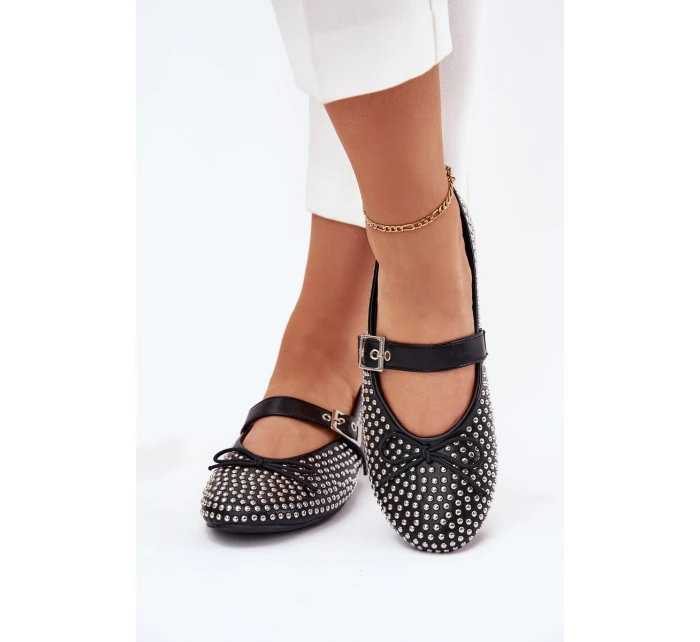 Zdobione Baleriny Z Kokardką I Paskiem Czarne Zdivisa Zdobione Baleriny Z Kokardką I Paskiem Czarne Zdivisa